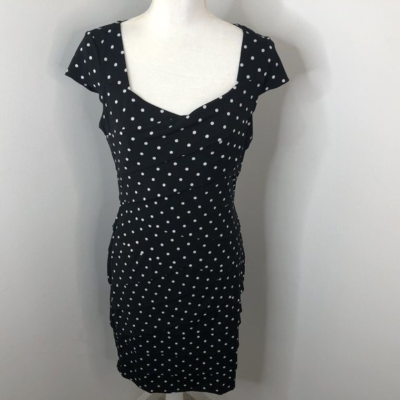 White House Black Market Dresses & Skirts - White House Black Market Womens Dress Size 12 Black White Polka Dots Square Neck